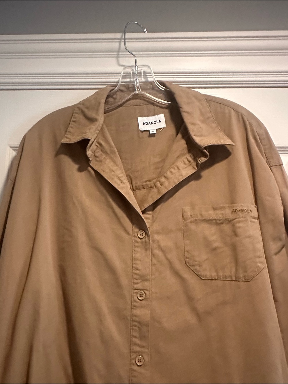 Adanola Oversized Cotton Shirt Green Utility Button Front Long Sleeve Casual MED - Picture 7 of 15
